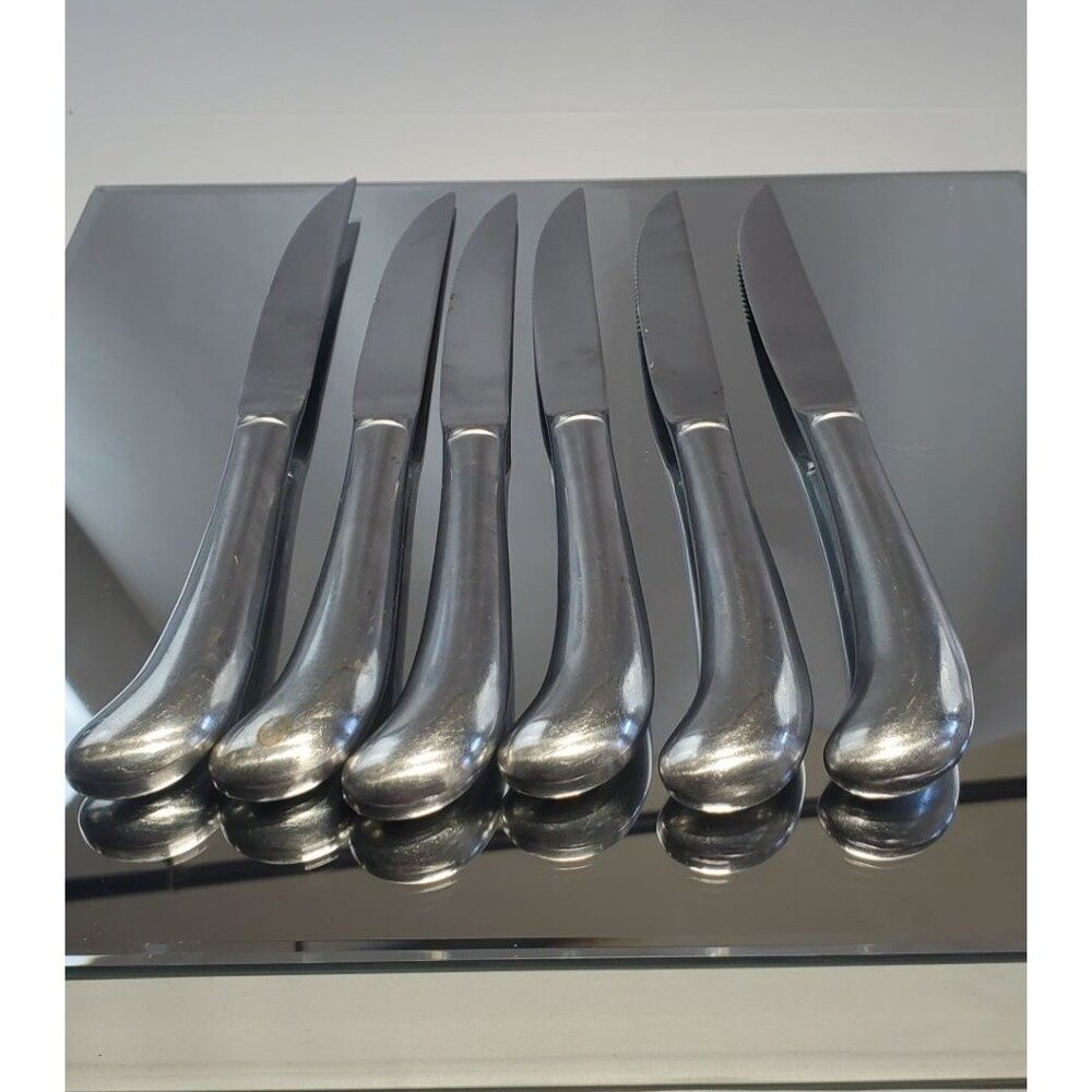 Vtg Rogers Co Korea Stainless Silverware Pistol Grip Steak Knives  - SET OF 6
